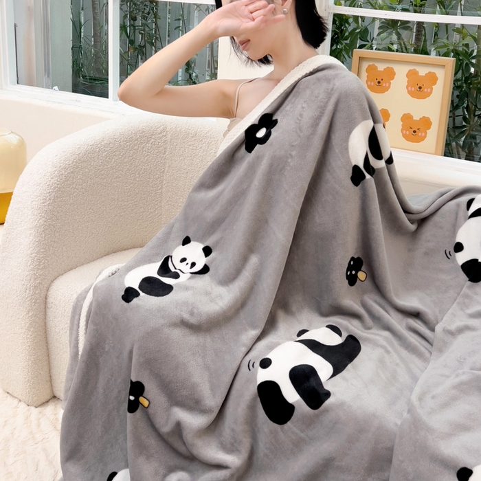 91家纺网 家纺一手货源 找家纺 千荨 2024新款亲肤舒适双面贝贝绒包边牛奶绒毛毯 贝贝绒-花花果赖