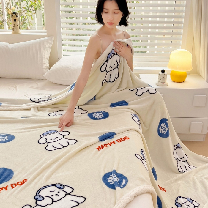 91家纺网 家纺一手货源 找家纺 千荨 2024新款亲肤舒适双面贝贝绒包边牛奶绒毛毯 贝贝绒-旺财