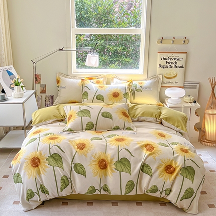 91家纺网 家纺一手货源 找家纺 品乐家纺 2024新款全棉生态棉印花磨毛被套单品 花园春景-米