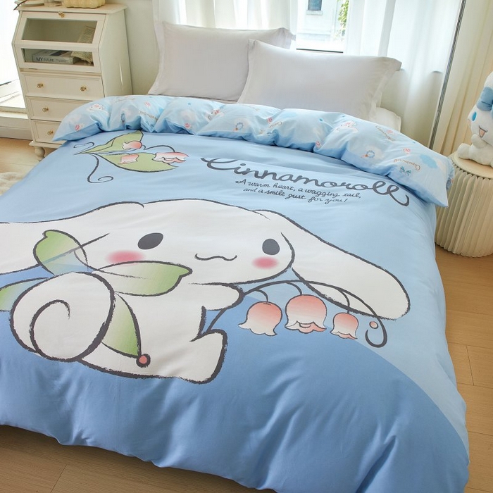 91家纺网 家纺一手货源 找家纺 蘭菲家纺 2024新款全棉大版卡通三丽鸥单品被套 清新