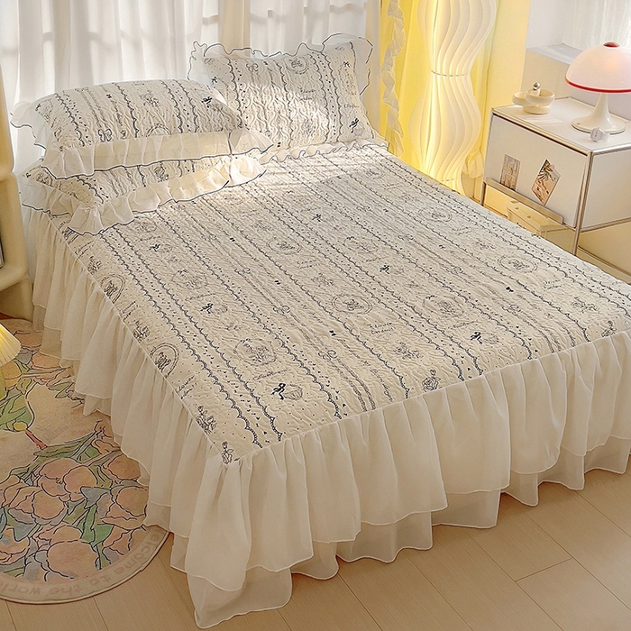 91家纺网 家纺一手货源 找家纺 易辰美 2025新款亲肤舒适印花夹棉公主风床裙 索菲亚