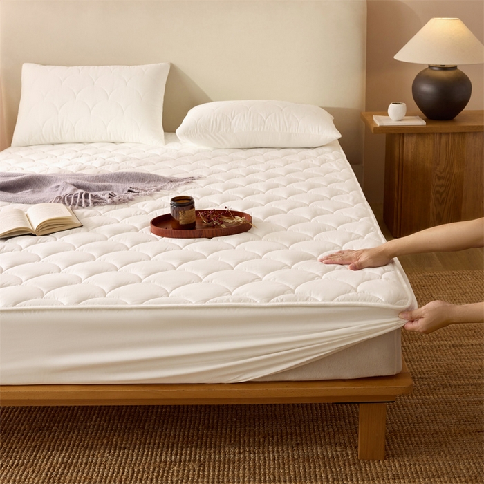 91家纺网 家纺一手货源 找家纺 三味舒屋 2024新款加高全棉夹棉床笠系列 半岛白