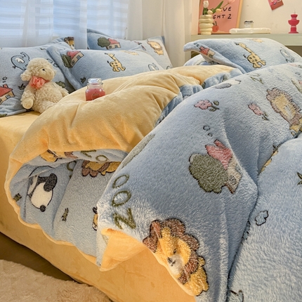韩巢家纺 2024新款加厚雪花绒印花单件被套-风格一（提供卖家秀 ） 动物世界