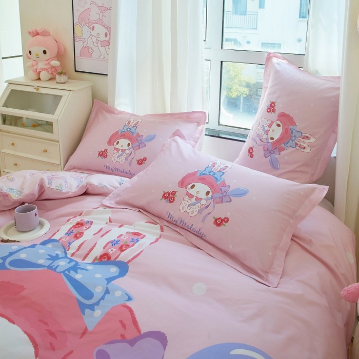 91家纺网 家纺一手货源 找家纺 蘭菲家纺 2024新款全棉大版卡通三丽鸥四件套 呆萌