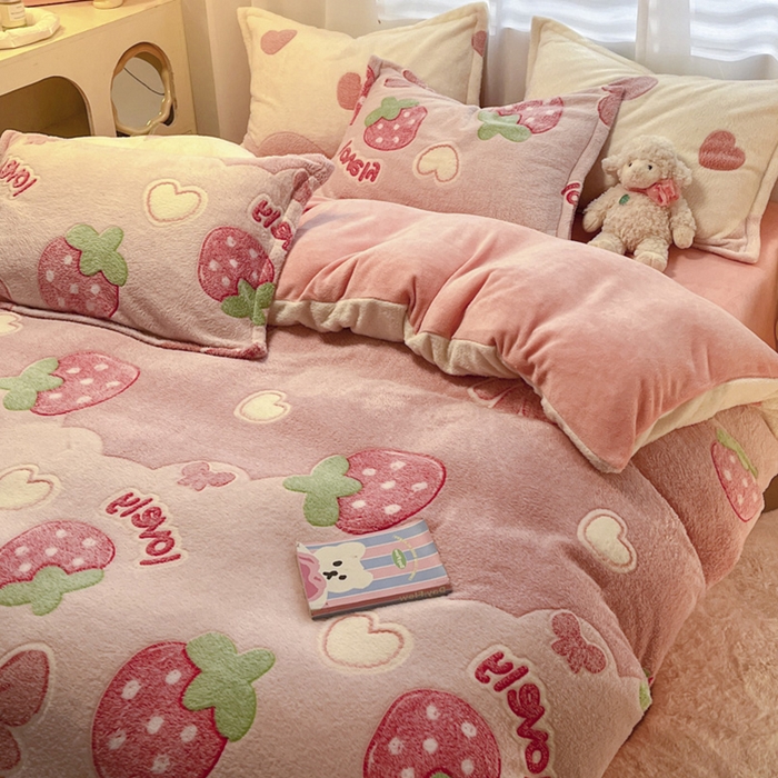 91家纺网 家纺一手货源 找家纺 韩巢家纺 2024新款加厚雪花绒印花单件被套-风格一（提供卖家秀 ） 蝶雅