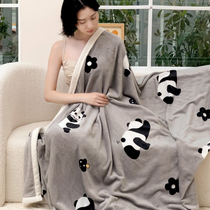 91家纺网 家纺一手货源 找家纺 千荨 2024新款亲肤舒适双面贝贝绒包边牛奶绒毛毯 贝贝绒-花花果赖