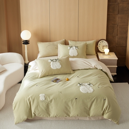 91家纺网 家纺一手货源 找家纺 （总）简纯主义 2025新款100S全棉磨毛毛巾绣甜甜系列四件套