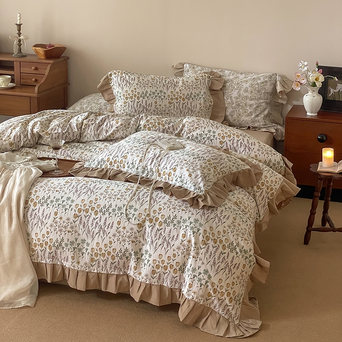 91家纺网 家纺一手货源 找家纺 窝米 2024新款全棉磨毛花边工艺款四件套 雷曼娜