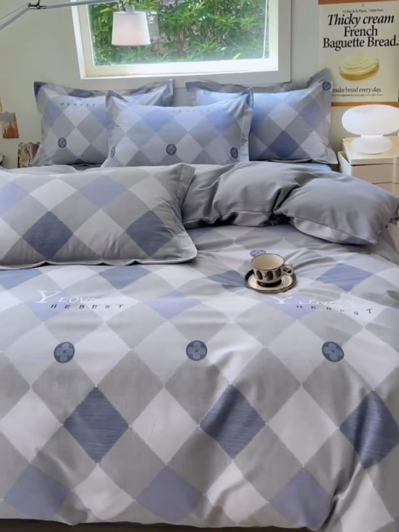 91家纺网 家纺一手货源 找家纺 品乐家纺 2024新款全棉生态棉印花磨毛四件套 乔顿-灰