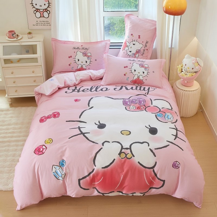 91家纺网 家纺一手货源 找家纺 蘭菲家纺 2024新款全棉大版卡通三丽鸥四件套 向往