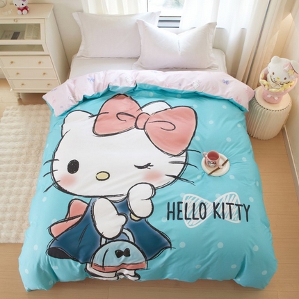 蘭菲家纺 2024新款全棉大版卡通三丽鸥单品被套 摩卡-蓝