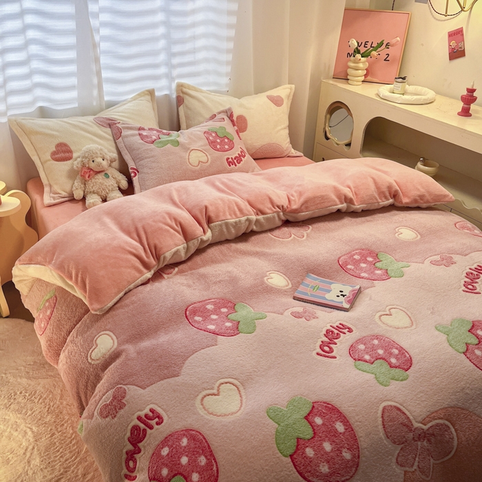 91家纺网 家纺一手货源 找家纺 韩巢家纺 2024新款加厚雪花绒印花单件被套-风格一（提供卖家秀 ） 蝶雅