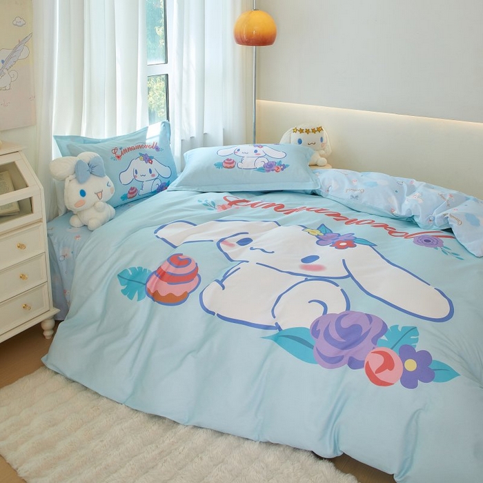 91家纺网 家纺一手货源 找家纺 蘭菲家纺 2024新款全棉大版卡通三丽鸥四件套 泡芙