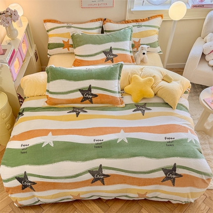 名兮家居 2024新款高克重加厚牛奶绒单被套 繁星