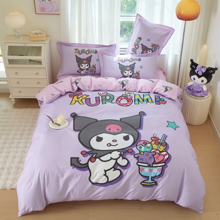 91家纺网 家纺一手货源 找家纺 蘭菲家纺 2024新款全棉大版卡通三丽鸥四件套 果茶