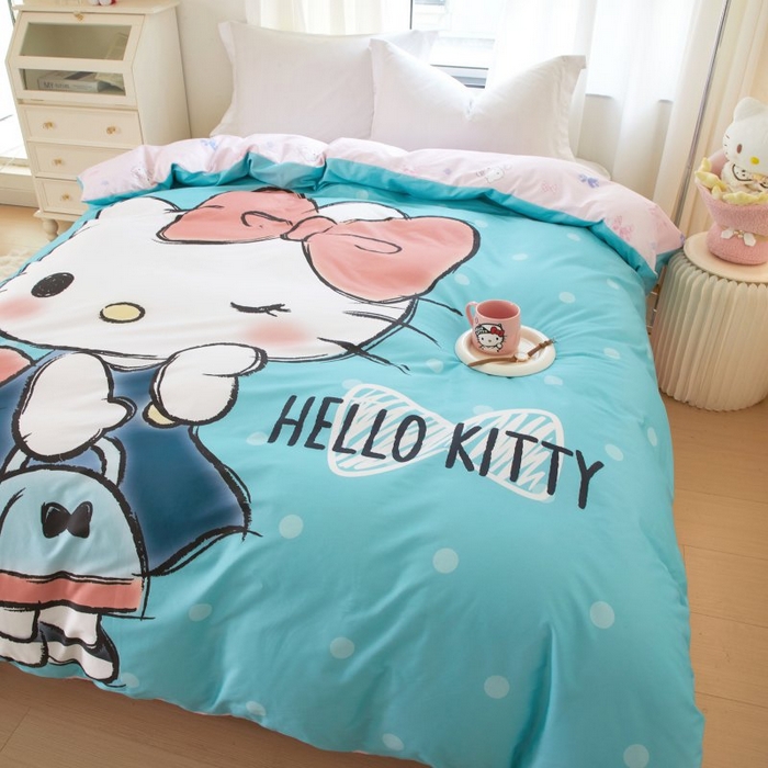 91家纺网 家纺一手货源 找家纺 蘭菲家纺 2024新款全棉大版卡通三丽鸥单品被套 摩卡-蓝