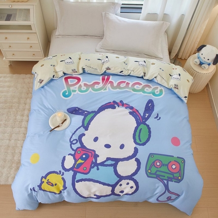 91家纺网 家纺一手货源 找家纺 蘭菲家纺 2024新款全棉大版卡通三丽鸥单品被套 恰恰舞步