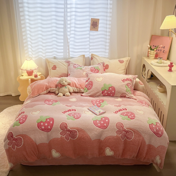 91家纺网 家纺一手货源 找家纺 韩巢家纺 2024新款加厚雪花绒印花单件被套-风格一（提供卖家秀 ） 蝶雅