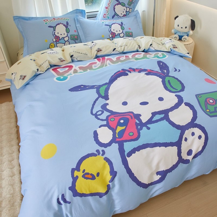 91家纺网 家纺一手货源 找家纺 蘭菲家纺 2024新款全棉大版卡通三丽鸥四件套 恰恰舞步