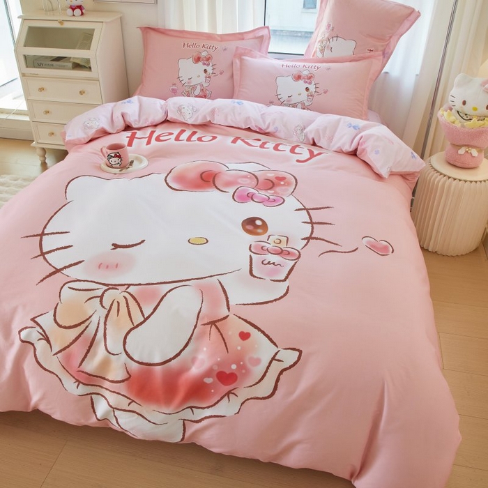 91家纺网 家纺一手货源 找家纺 蘭菲家纺 2024新款全棉大版卡通三丽鸥四件套 甜睿