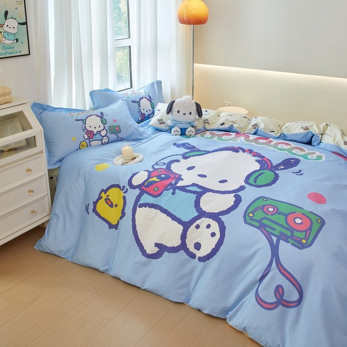 91家纺网 家纺一手货源 找家纺 蘭菲家纺 2024新款全棉大版卡通三丽鸥四件套 恰恰舞步