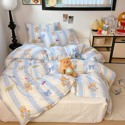 TT.one 塔塔家居 2025新款卡通风全棉印花单被套 蓝天小熊