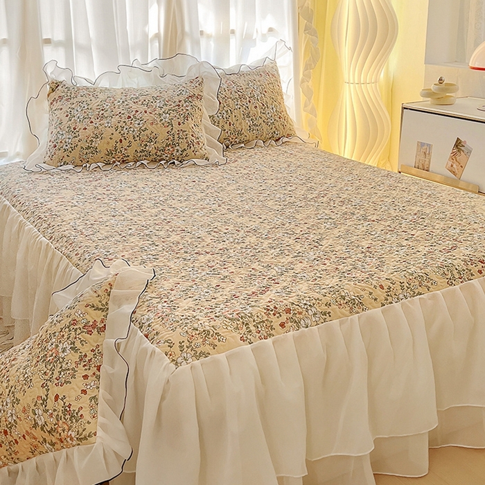 91家纺网 家纺一手货源 找家纺 易辰美 2025新款亲肤舒适印花夹棉公主风床裙 伊蓓