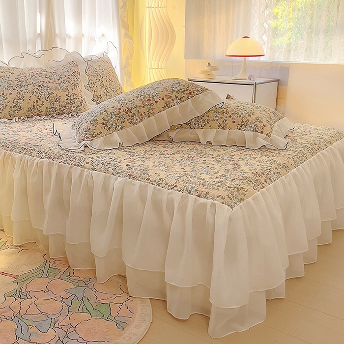 91家纺网 家纺一手货源 找家纺 易辰美 2025新款亲肤舒适印花夹棉公主风床裙 伊蓓