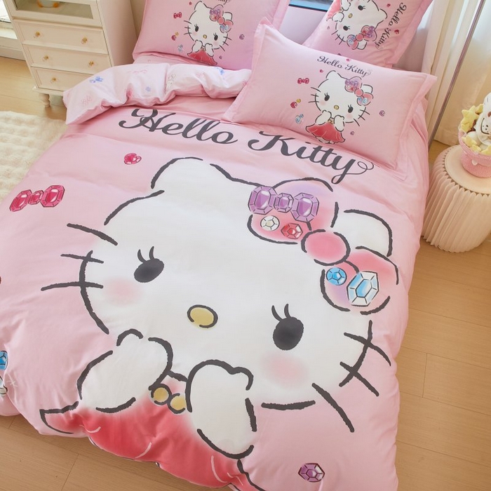 91家纺网 家纺一手货源 找家纺 蘭菲家纺 2024新款全棉大版卡通三丽鸥四件套 向往