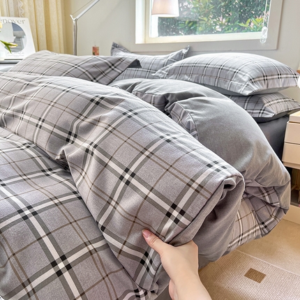 91家纺网 家纺一手货源 找家纺 品乐家纺 2024新款全棉生态棉印花磨毛四件套 宝莉格-灰