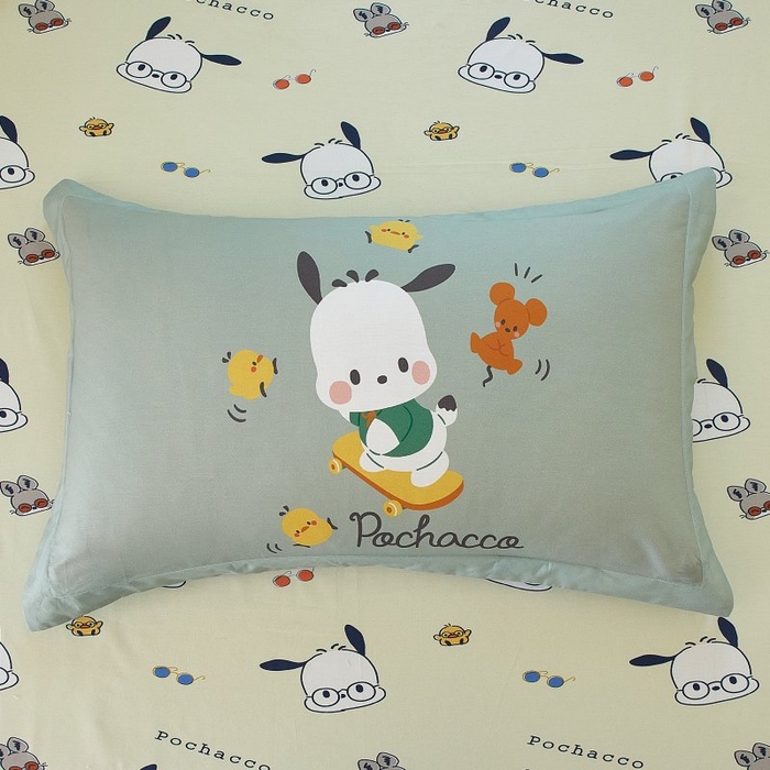 91家纺网 家纺一手货源 找家纺 蘭菲家纺 2024新款全棉大版卡通三丽鸥四件套 滑板恰恰