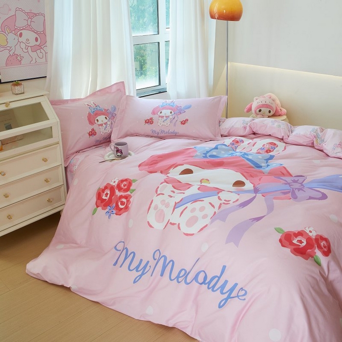 91家纺网 家纺一手货源 找家纺 蘭菲家纺 2024新款全棉大版卡通三丽鸥四件套 呆萌