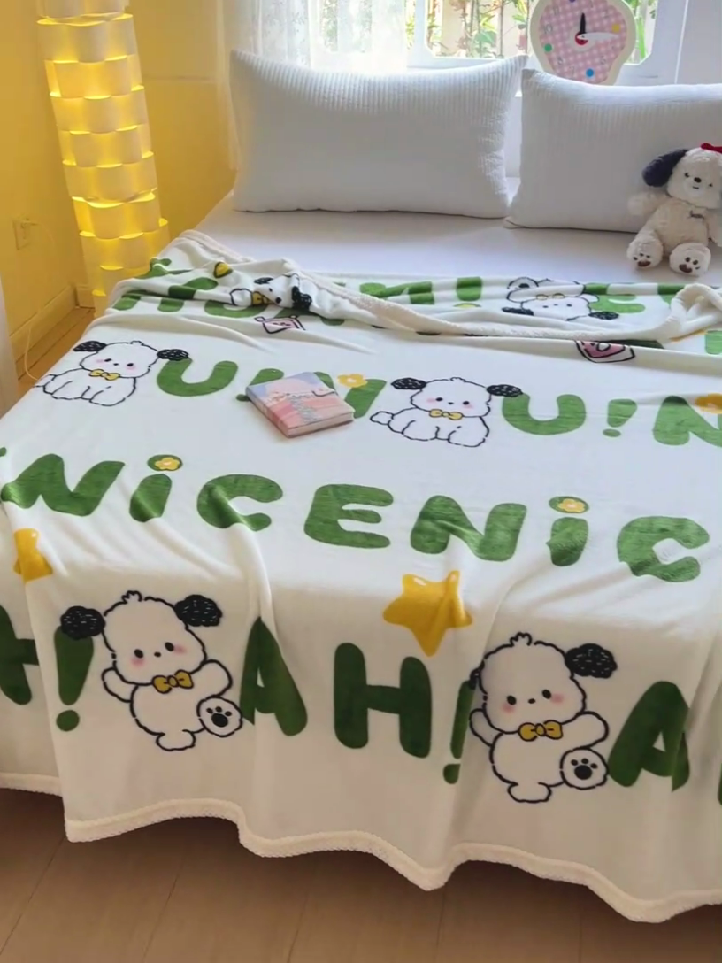 91家纺网 家纺一手货源 找家纺 千荨 2024新款亲肤舒适双面贝贝绒包边牛奶绒毛毯 贝贝绒-屁屁狗