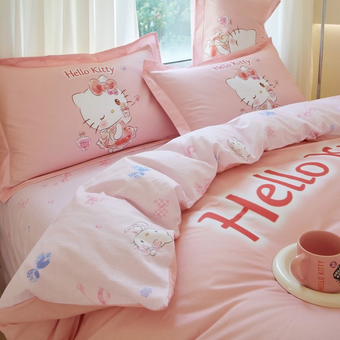 91家纺网 家纺一手货源 找家纺 蘭菲家纺 2024新款全棉大版卡通三丽鸥四件套 甜睿