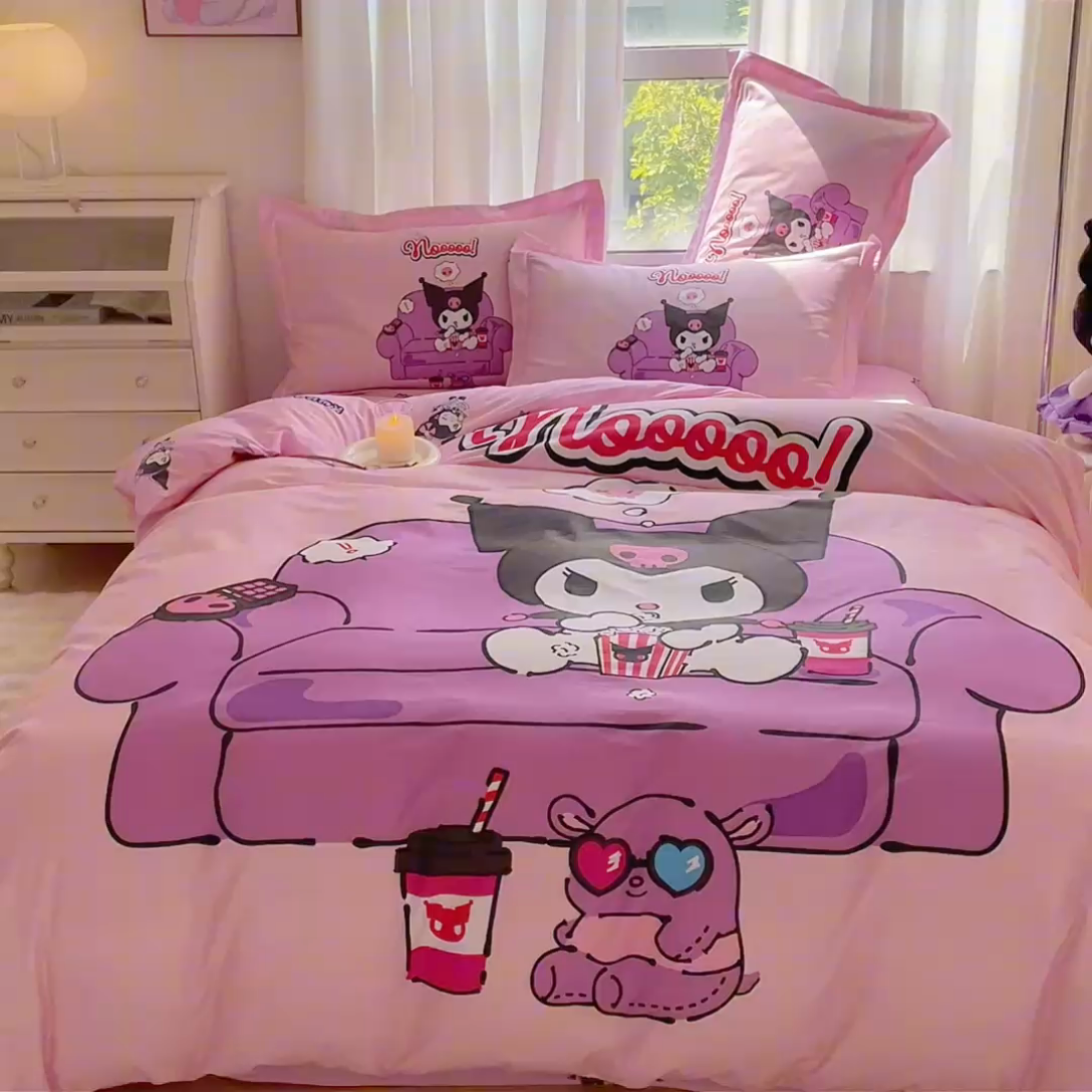 91家纺网 家纺一手货源 找家纺 蘭菲家纺 2024新款全棉大版卡通三丽鸥四件套 星期天