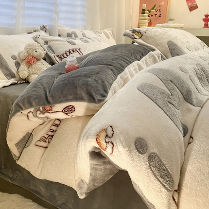 韩巢家纺 2024新款加厚雪花绒印花单件被套-风格一（提供卖家秀 ） 米菲