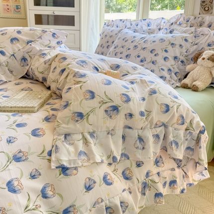 91家纺网 家纺一手货源 找家纺 （总）芷凡家纺 2024新款A类加厚超柔云朵棉大花边四件套