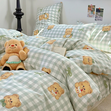 91家纺网 家纺一手货源 找家纺 TT.one 塔塔家居 2025新款卡通风全棉印花四件套-小熊系列（送小熊包装） 小熊么么哒
