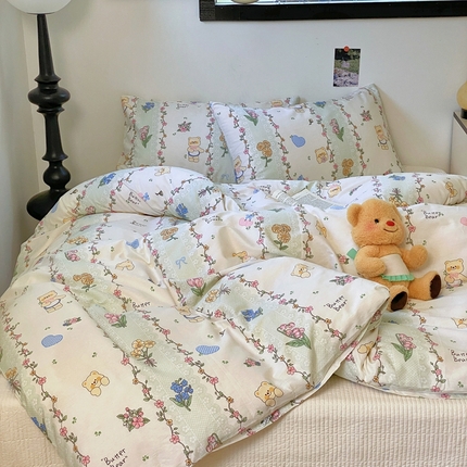 TT.one 塔塔家居 2025新款卡通风全棉印花单被套 花园小熊
