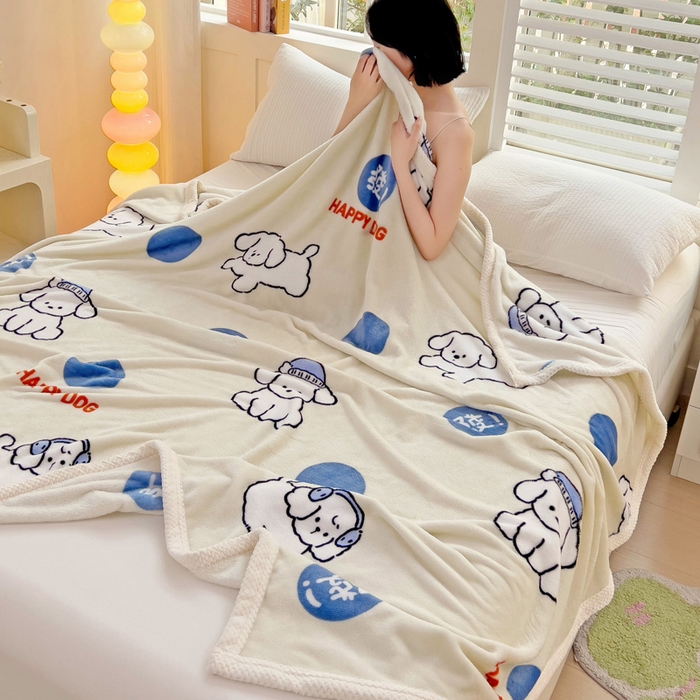 91家纺网 家纺一手货源 找家纺 千荨 2024新款亲肤舒适双面贝贝绒包边牛奶绒毛毯 贝贝绒-旺财