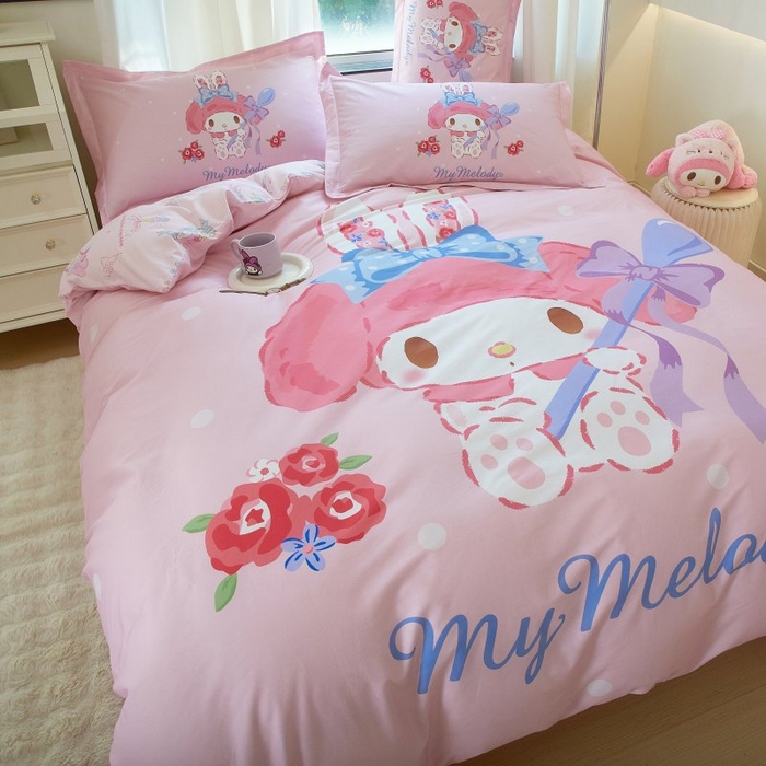 91家纺网 家纺一手货源 找家纺 蘭菲家纺 2024新款全棉大版卡通三丽鸥四件套 呆萌