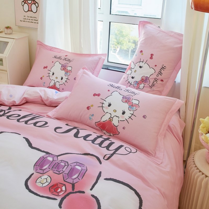 91家纺网 家纺一手货源 找家纺 蘭菲家纺 2024新款全棉大版卡通三丽鸥四件套 向往