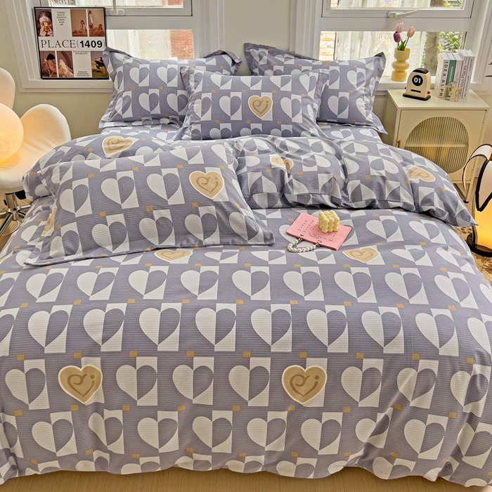 91家纺网 家纺一手货源 找家纺 品乐家纺 2024新款全棉生态棉印花磨毛被套单品 妙恋-灰