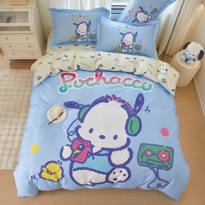 91家纺网 家纺一手货源 找家纺 蘭菲家纺 2024新款全棉大版卡通三丽鸥四件套 恰恰舞步