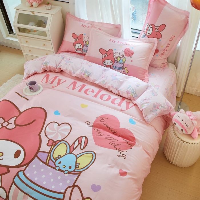 91家纺网 家纺一手货源 找家纺 蘭菲家纺 2024新款全棉大版卡通三丽鸥四件套 收礼物