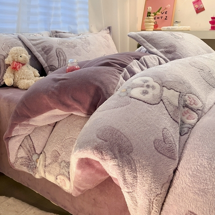 91家纺网 家纺一手货源 找家纺 （总）韩巢家纺 2024新款加厚雪花绒印花单件被套-风格一（提供卖家秀 ）