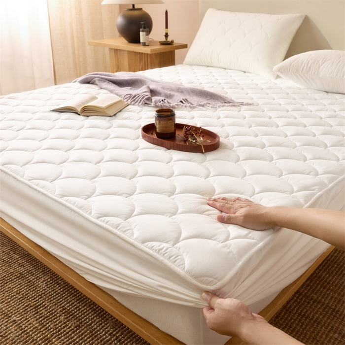 91家纺网 家纺一手货源 找家纺 三味舒屋 2024新款加高全棉夹棉床笠系列 半岛白