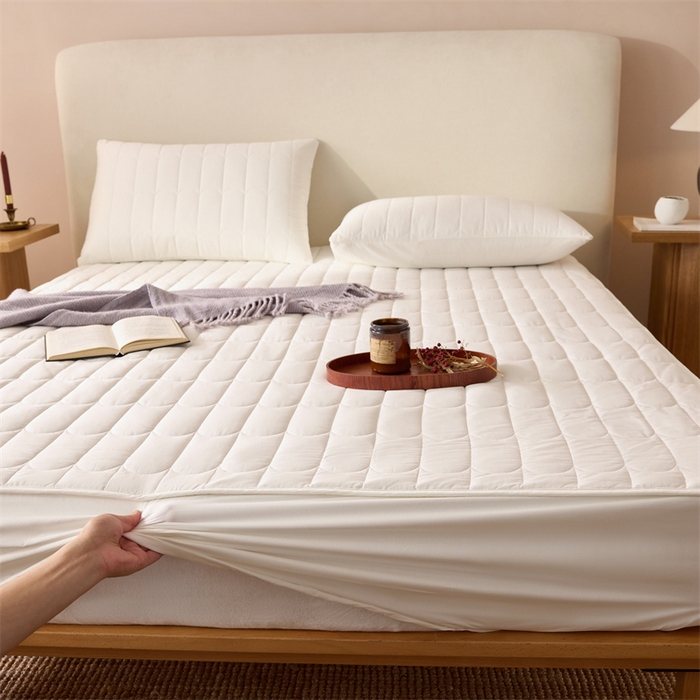 91家纺网 家纺一手货源 找家纺 三味舒屋 2024新款加高全棉夹棉床笠系列 波光白