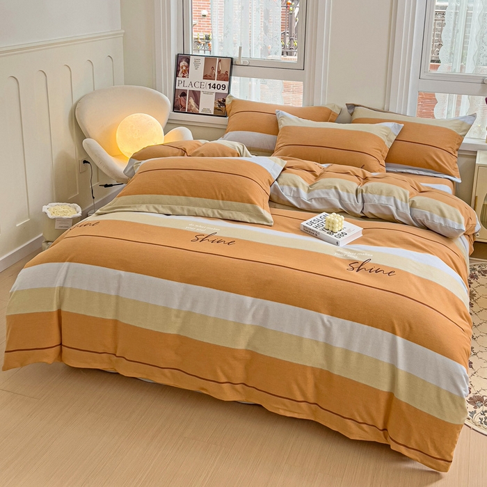 91家纺网 家纺一手货源 找家纺 品乐家纺 2024新款全棉生态棉印花磨毛四件套 百斯特-桔