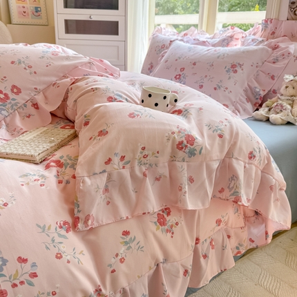 91家纺网 家纺一手货源 找家纺 （总）芷凡家纺 2024新款A类加厚超柔云朵棉大花边四件套